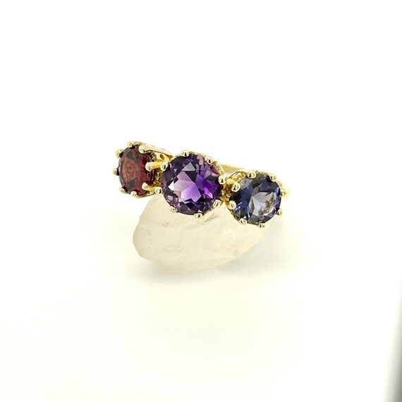 Amethyst Iolite Garnet Ring: Vintage 10k Gold Mul… - image 8