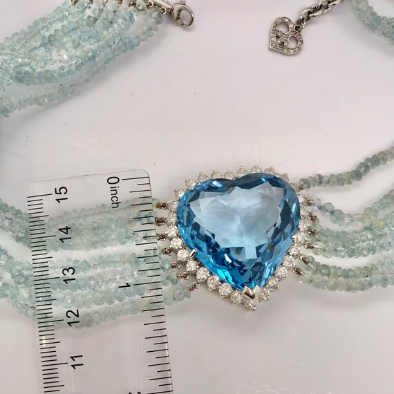 Blue Topaz Heart Necklace White Gold, Topaz Diamo… - image 8