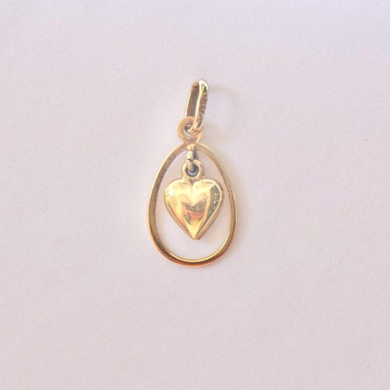 14k Gold Heart Pendant: Puffy Heart Charm