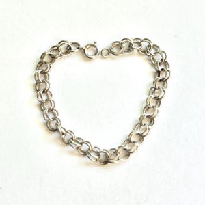Sterling Silver Double Link Charm Bracelet: 6-inch Vintage Classic