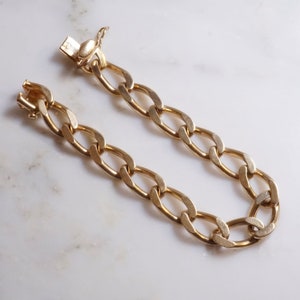Vintage 14k Gold Curb Link Bracelet, 7.5-inch Chunky Chain