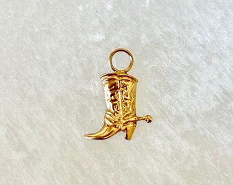 14k Gold Cowboy Boot Charm: Western Pendant