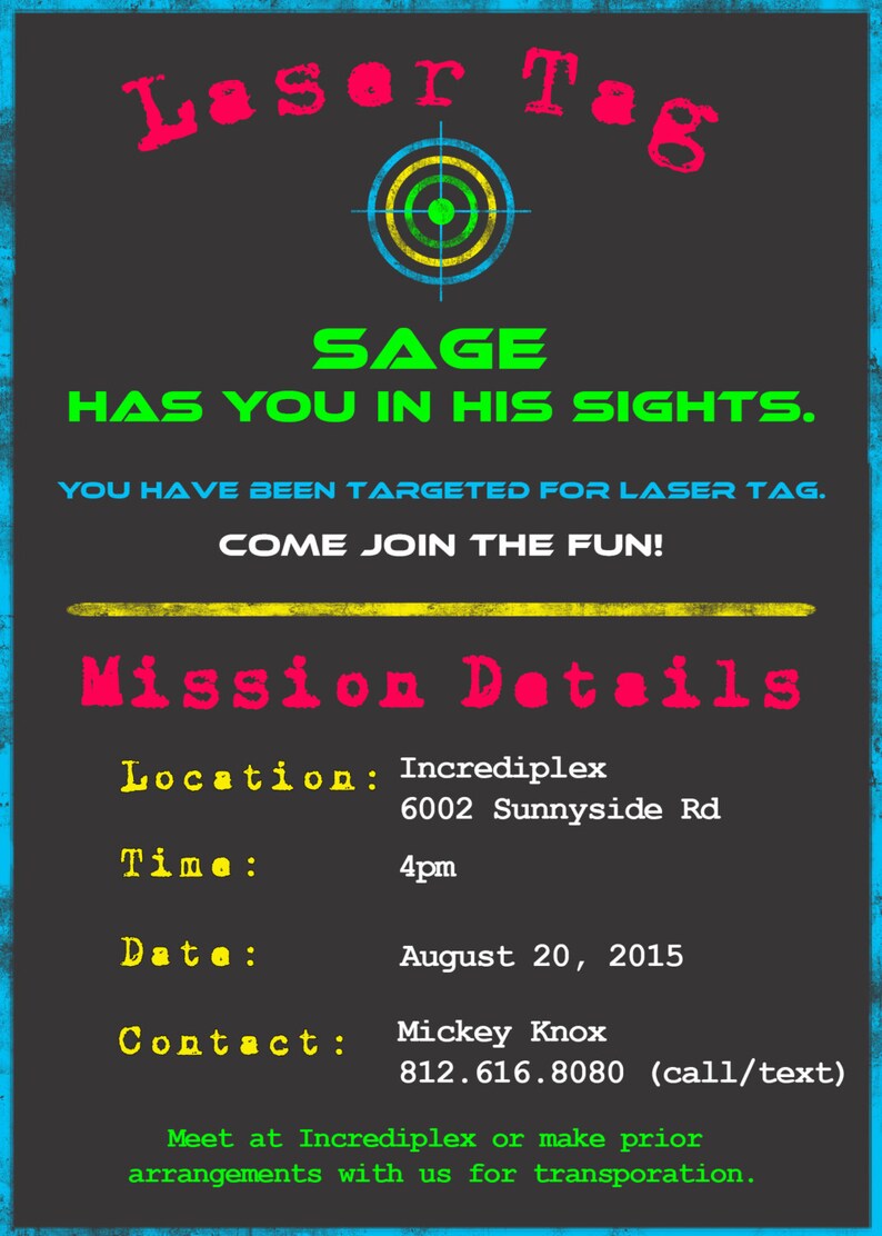 Laser Tag Paintball Birthday Invitation customizable Etsy