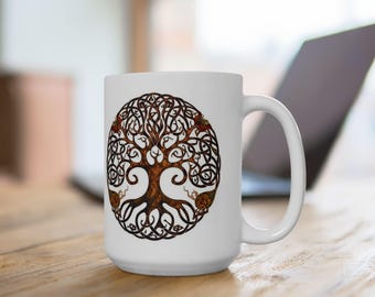Celtic Tree of Life Coffee Mug, 15oz Ceramic Cup