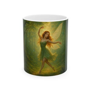 Enchanted Fairy Ceramic Mug, Magical Fairy Mug, Fantasy Coffee Cup, Nature Lover Gift, Whimsical Tea Mug, Perfect for Birthdays