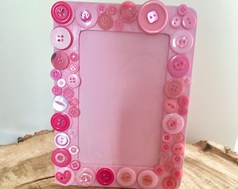 Photo frame 6x4, Decorative photo frame , Baby girl gift, Cute photo frame,  Its a girl, Button photo frame, Pink photo frame, New mum gift,