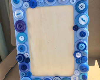 Photo frame, Decorative Photo frame,  Baby boy gift, Cute as a button, Button art, Button Photo frame, Blue photo frame, Birthday Gift, 6x4