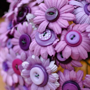 Button Bouquet, Artificial Flower bouquet, Bridal bouquet, Alternative bouquet, Wedding flowers,Purple flowers, Button Flowers, Bride to be image 3