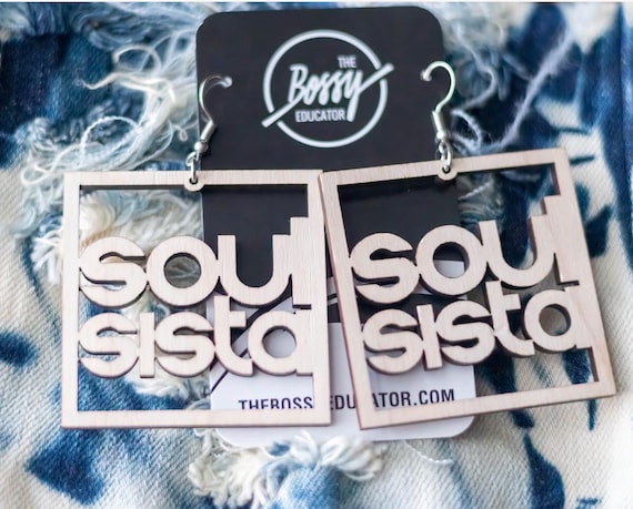 Soul Sista Wooden Dangle Earrings: Black Girl Magic