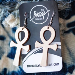 About That Life | Wooden Earrings | Black Girl Earrings | Dangle Earrings | Ankh Earrings | Statement Earrings | HBCU