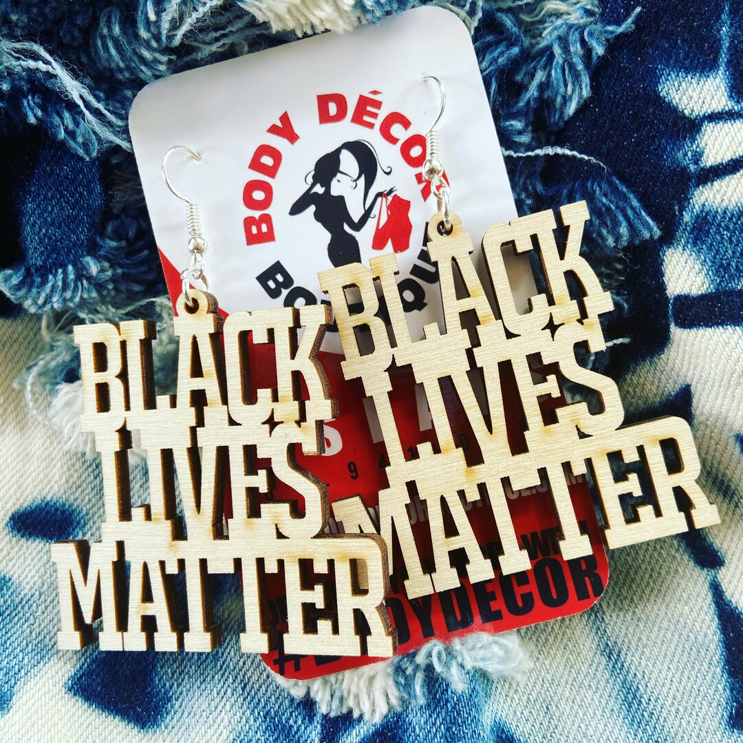 Black Lives Matter Wooden Earrings Black Girl Earrings Dangle Earrings