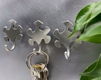 Puzzle Lover gift, Hanging Hooks, Magnetic Hooks, Key Hooks, Decorative Wall Hooks, puzzle Wall Hooks, puzzle gift