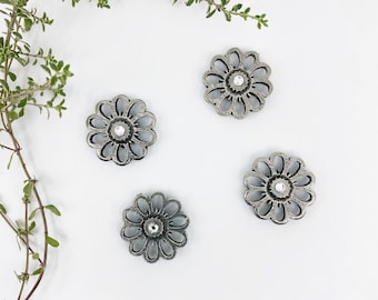 Flower Magnet – Handmade Pewter Decorative Magnet, Strong Magnetic Fridge or Locker Accessory, Botanical Gift