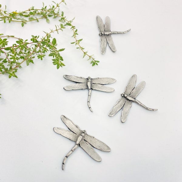 Dragonfly Magnet - Fun Handmade Pewter Personalized Gift - Picture Frame Holder Fridge Magnet Wild Canada Woods Bird Nature Dark Totem