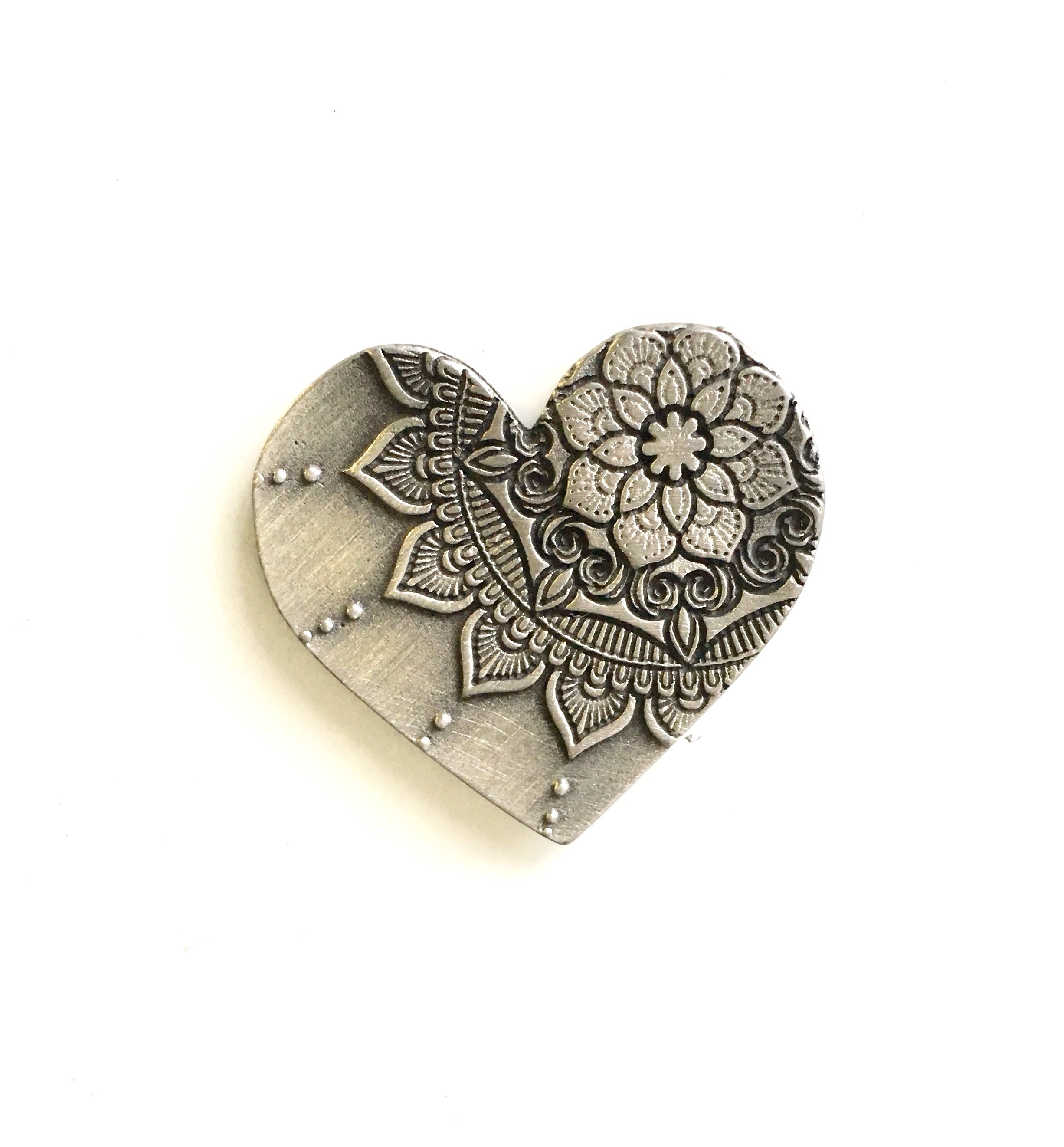 Mandala Love Pocket Charm Lucky Charm Heart Handmade Pewter Etsy