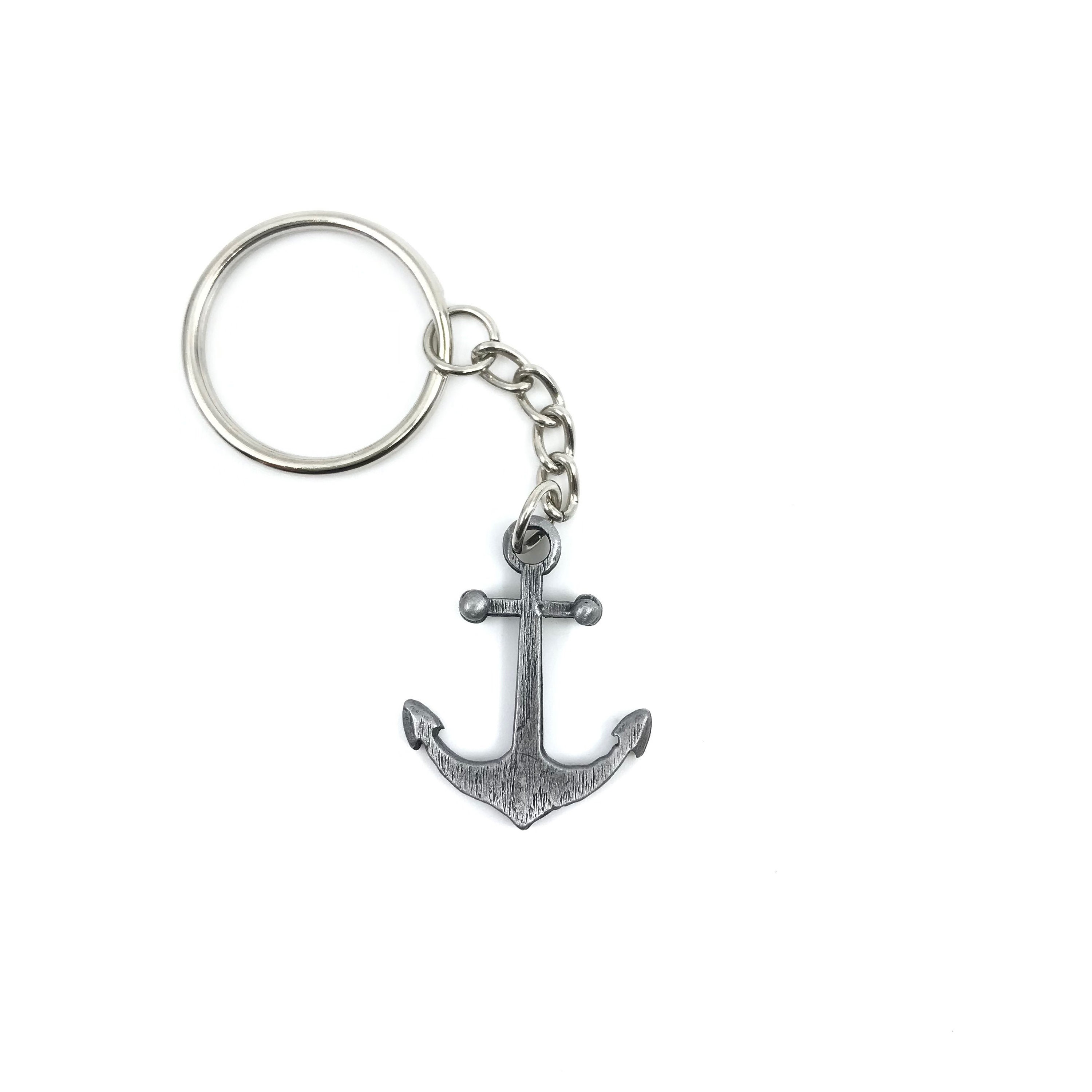 Anchor Keychain - Pewter Maritime Key Holder - Naval Metal