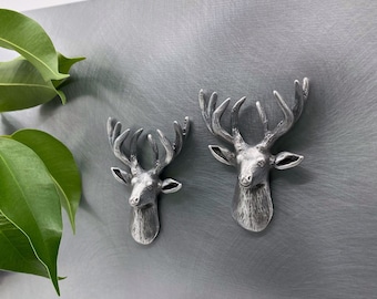 Deer Magnet – Handmade Pewter Decorative Magnet, Strong Magnetic Fridge or Locker Accessory, Unique Gift