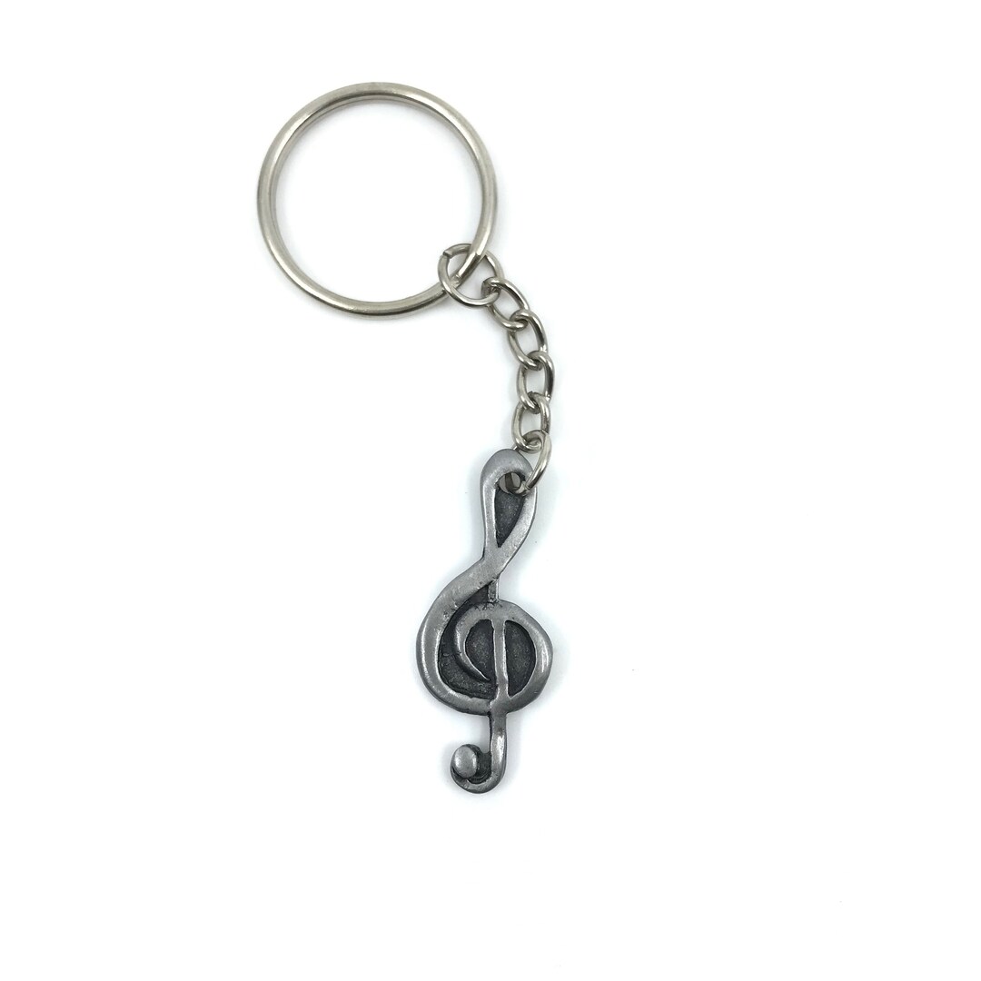 Treble Clef Keychain Pewter Music Solfeggio Key Holder Etsy