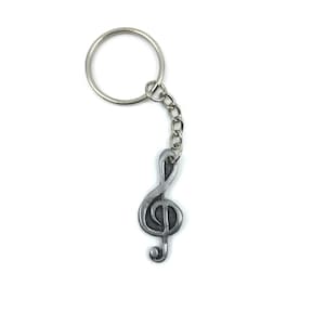 Treble clef Keychain - Pewter Music Solfeggio Key holder - Metal Decoration for key sets - Metal Keychain - Pewter Keyholder - Custom keys