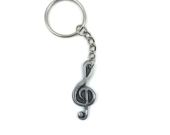 Treble clef Keychain - Pewter Music Solfeggio Key holder - Metal Decoration for key sets - Metal Keychain - Pewter Keyholder - Custom keys