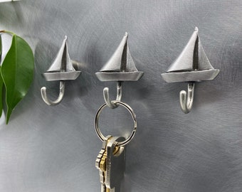 Sailboat, Hanging Hooks, Magnetic Hooks, Key Hooks, Decorative Wall Hooks, Sailboat Wall Hooks