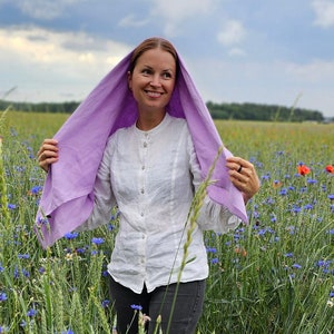 Real linen square shawl, custom color large white pink blue black green linen unisex wrap shawl, red beige grey coral oversized linen scarf