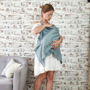 Linen breastfeeding cover, linen nursing cover, linen baby cot cover, linen nursing scarf, adjustable linen nursing cover, image 6