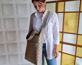 Linen tote bag, natural linen shopping bag, burlap shoulder tote bag, cross body market bag, linen beach bag, linen messenger bag