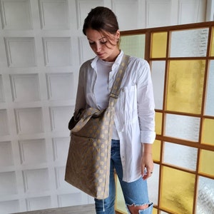 Leinen Einkaufstasche, Leinen Einkaufstasche, Umhängetasche, Cross Body Markttasche, Leinen Strandtasche, Leinen Messenger Bag