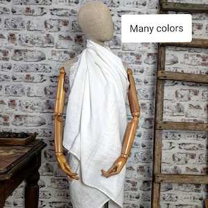 Washed linen beach wrap, fringed large white denim blue black green linen scarf, yellow pink coral oversized linen wrap dress beach wear