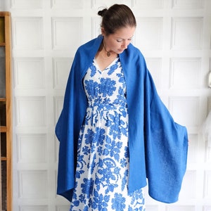Wide linen scarf, custom color long white blue black green linen unisex scarf, yellow pink red beige coral oversized linen shawl