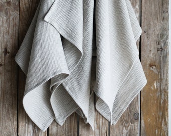 Waffle linen kitchen towel, washed linen tea towel, natural linen towel, waffle pattern towel, softened linen towel, vegan towel