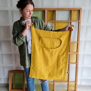 Linen laundry bag, large custom color and size linen laundry bag, laundry bag on wall, hanging door bag, laundry hamper bag, clothes bag image 1