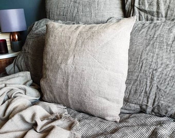 Raw linen pillowcase, rustic linen pillow cover, vintage linen pillowcase, farmhouse king queen rough textured linen pillow cover case