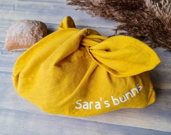 Bolsa bento de lino personalizada, bolsa de lino estampada a medida para envolver pan, bolsa para envolver alimentos, bolsa de almacenamiento de lino crudo para origami, bolsa de lino para el almuerzo