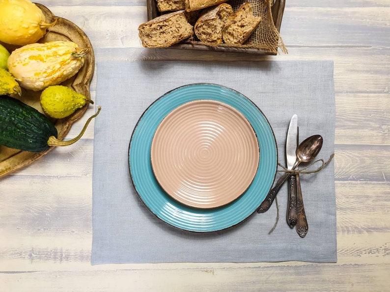 Washed Linen Placemats Set Custom Color Placemats off White Etsy