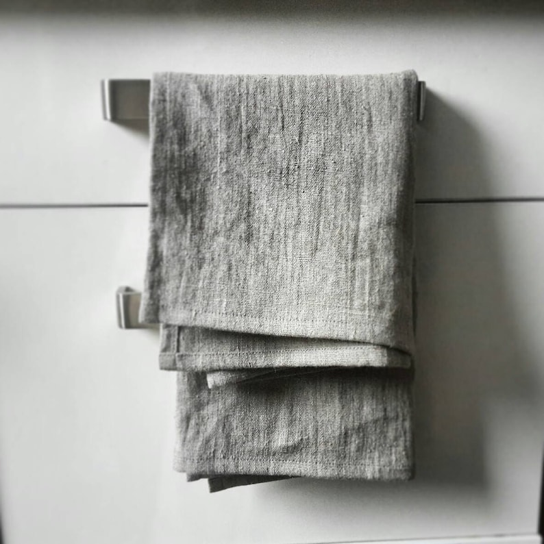 Linen towels kitchen, rough texture linen tea towel, real linen dining towel, linen dishcloth, heavy raw linen kitchen tea towel image 2