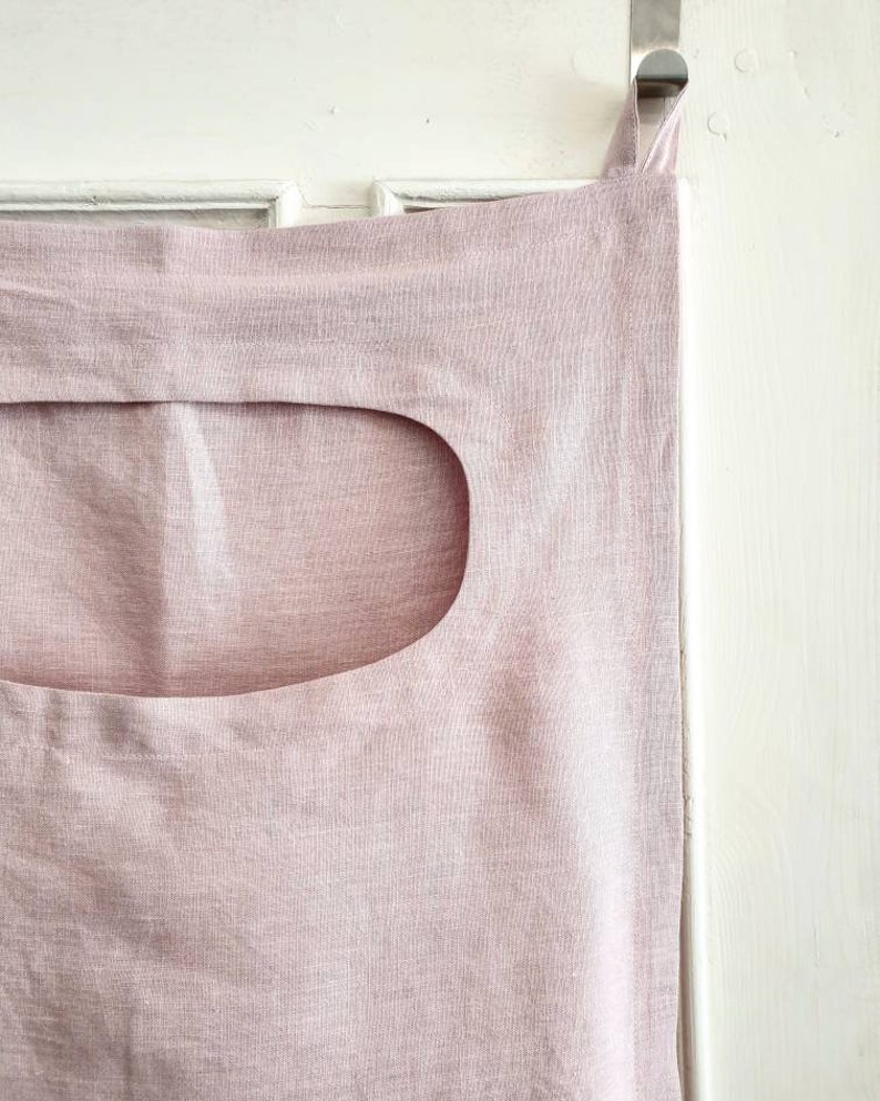 Linen laundry bag, large custom color and size linen laundry bag, laundry bag on wall, hanging door bag, laundry hamper bag, clothes bag image 6