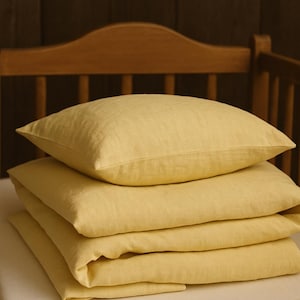 Linen baby bedding set, natural fabric baby crib bedding, baby linen duvet cover, linen pillow, fitted sheet, custom color baby cot bedding