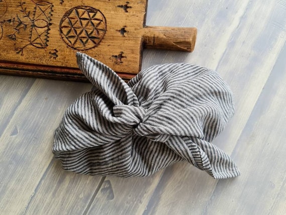 Striped linen bento bag, Natural pure linen bread loaf bag, organic food storage, raw linen origami bag, lunch reusable azuma bukuro bag