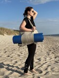 Linen yoga bag, rough texture linen tote bag with yoga mat pocket, burlap big yoga bag, linen beach bag, rustic tote bag with large pocket product logo
