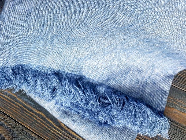 Washed Denim Blue Linen Blanket Lightweight Blue Linen Throw Etsy