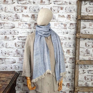 Blauer Leinenschal, weicher Leinen unisex Schal, langer schwarzer Leinenschal, fransenblauer Schal für Männer Leinenschal für Frauen