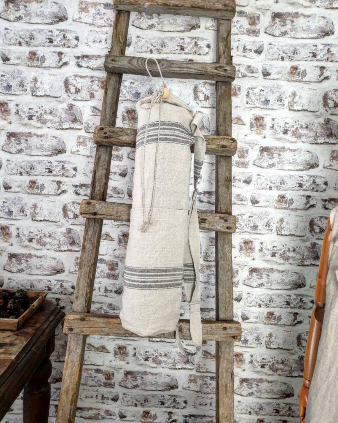 Linen Yoga Bag Burlap Linen Yoga Mat Bag Big Pilates Bag Etsy