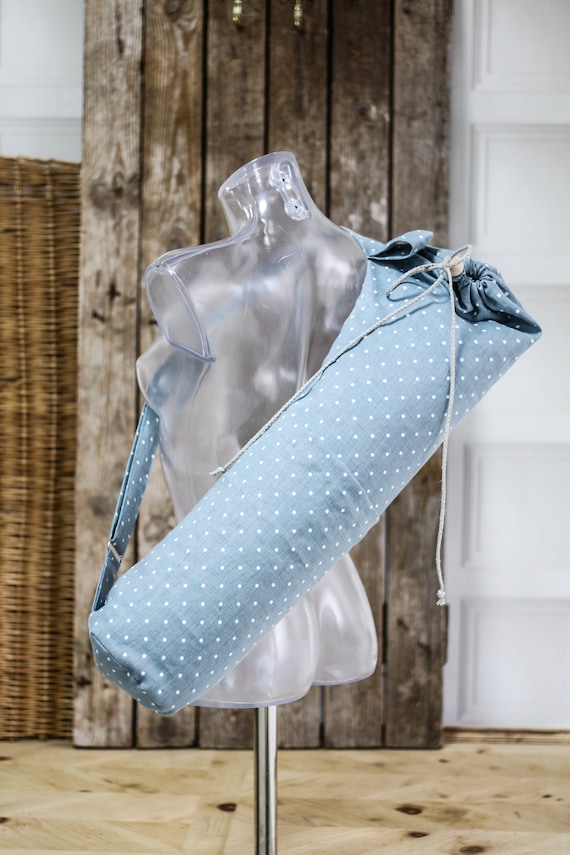 Linen yoga mat bag - custom colors, natural linen yoga mat bag, big pilates bag, linen tote bag with pocket