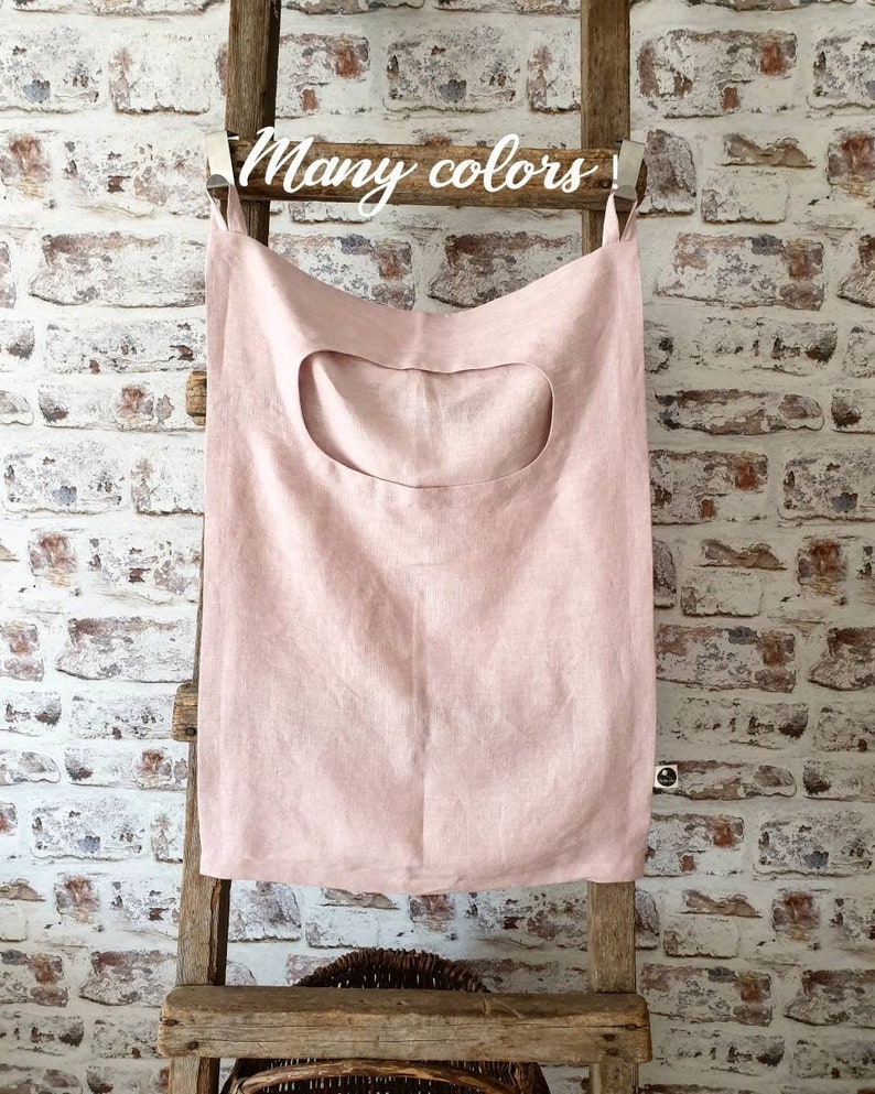 Linen laundry bag, large custom color and size linen laundry bag, laundry bag on wall, hanging door bag, laundry hamper bag, clothes bag image 3