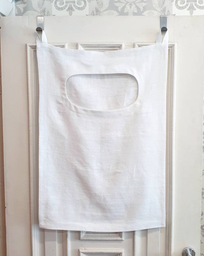 Linen laundry bag, large custom color and size linen laundry bag, laundry bag on wall, hanging door bag, laundry hamper bag, clothes bag image 7