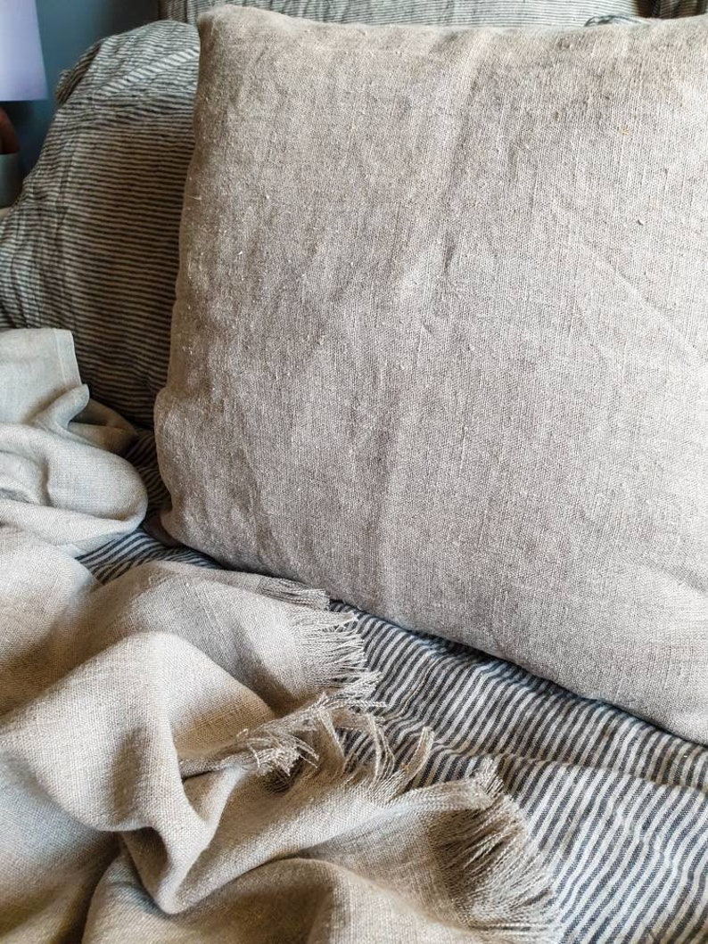 Rough Linen Pillowcase Rustic Linen Pillow Cover Vintage Etsy