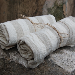 Striped linen towel, softened linen bath towel, sauna towel, beach sheet, bath sheet, large bath towel, linen beach towel, striped towel