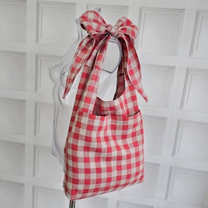 Linen Tsuno bag, large custom color linen tote bag, reusable storage knot bag, shoulder tote, adjustable crossbody bag